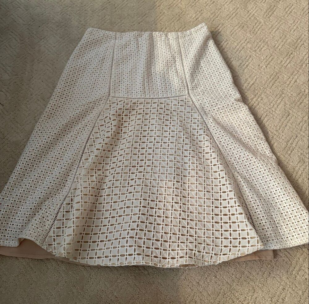 J Crew Knee Length Eyelet A-Line Skirt